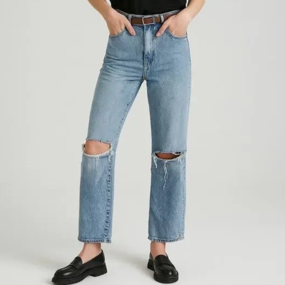 ROLLA’S High Rise Straight Jeans Blue Distress Women’s Size 25 - Picture 1 of 12